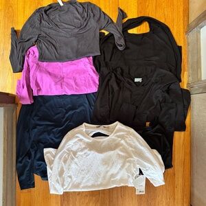LOT of 7 Athleta Long Sleeve Workout Shirts Sz M